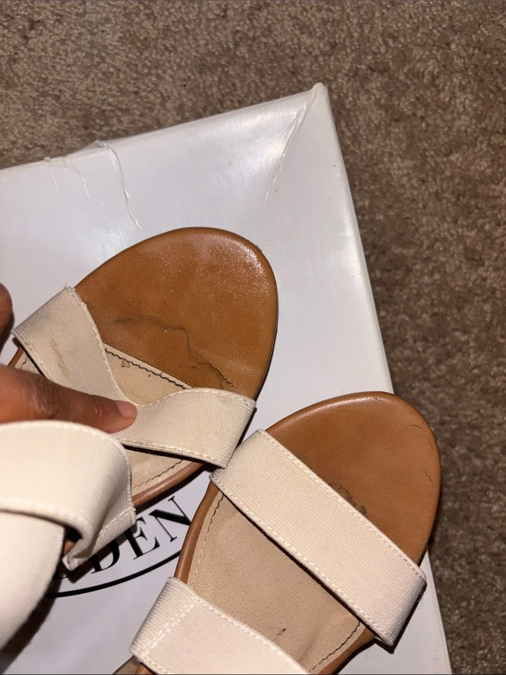 Steve Madden Beige Elastic Strappy Cork Wedges